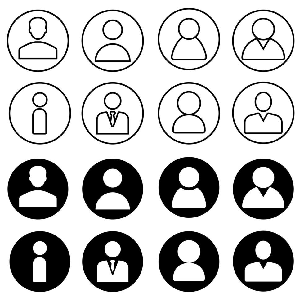 conjunto de vetores de ícone de usuário. coleção de sinais de ilustração de pessoas. símbolo do homem.
