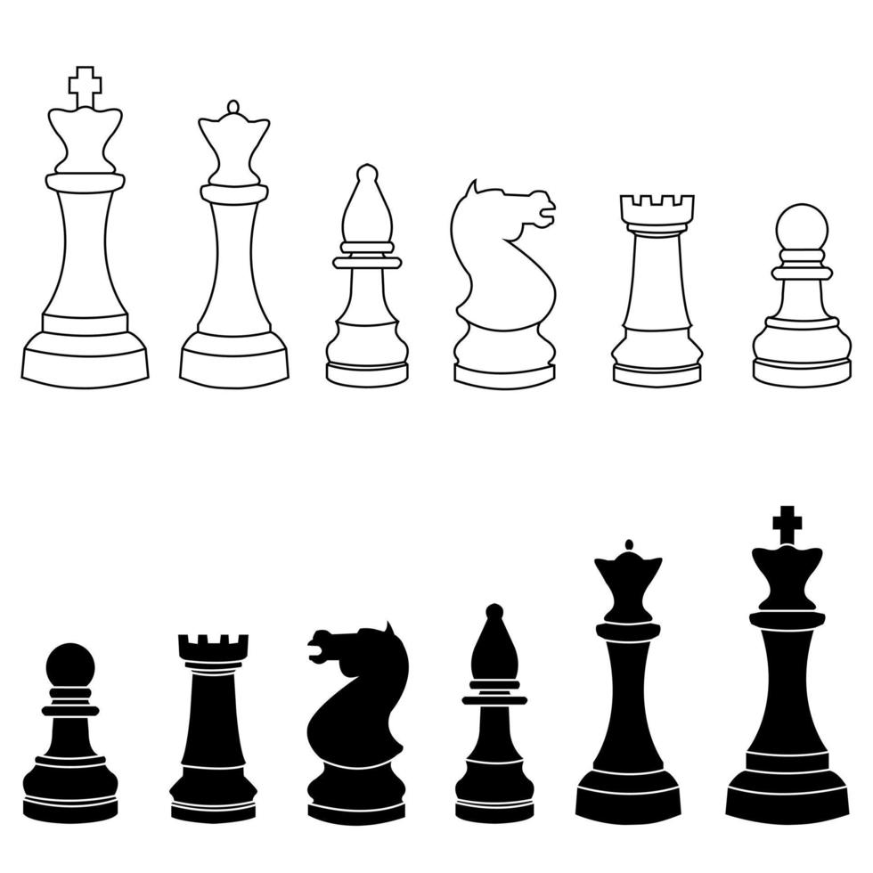 xadrez ícone vetor definir. grande mestre ilustração placa coleção. inteligência símbolo. penhor logotipo.
