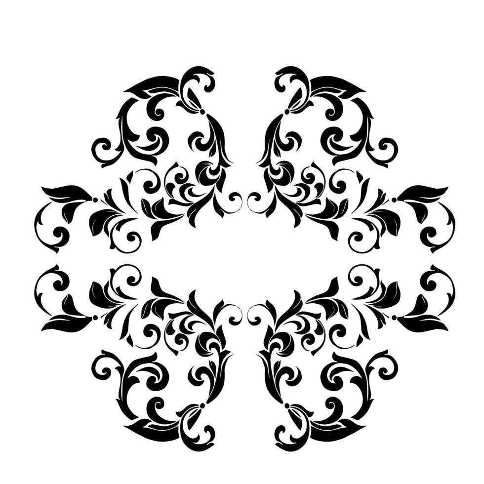 redemoinho de ornamento de rolagem barroco vintage vector Damasco. redemoinho de escudo heráldico do monograma vitoriano. folha de padrão de folha floral retrô folhagem de borda antiga caligrafia de acanto gravada tatuagem.elemento de decoração de azulejos