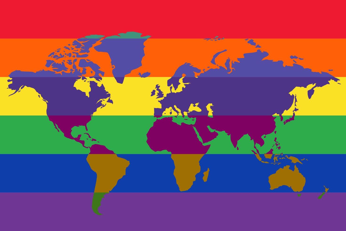 mundo mapa apoiando lgbt comunidade vetor ilustração. vetor ícone. mundo silhueta mapa.