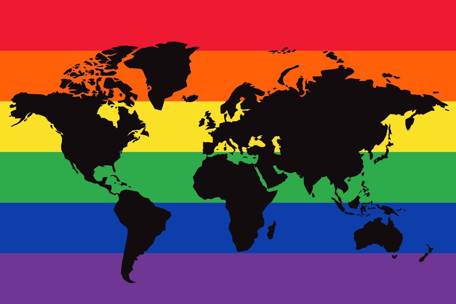 mundo mapa apoiando lgbt comunidade vetor ilustração. vetor ícone. mundo silhueta mapa.