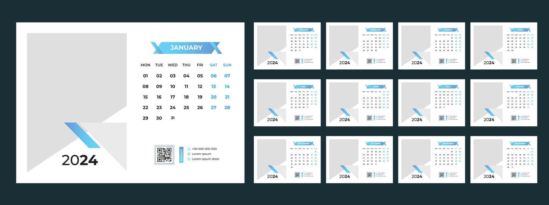 2024 escrivaninha calendário modelo vetor