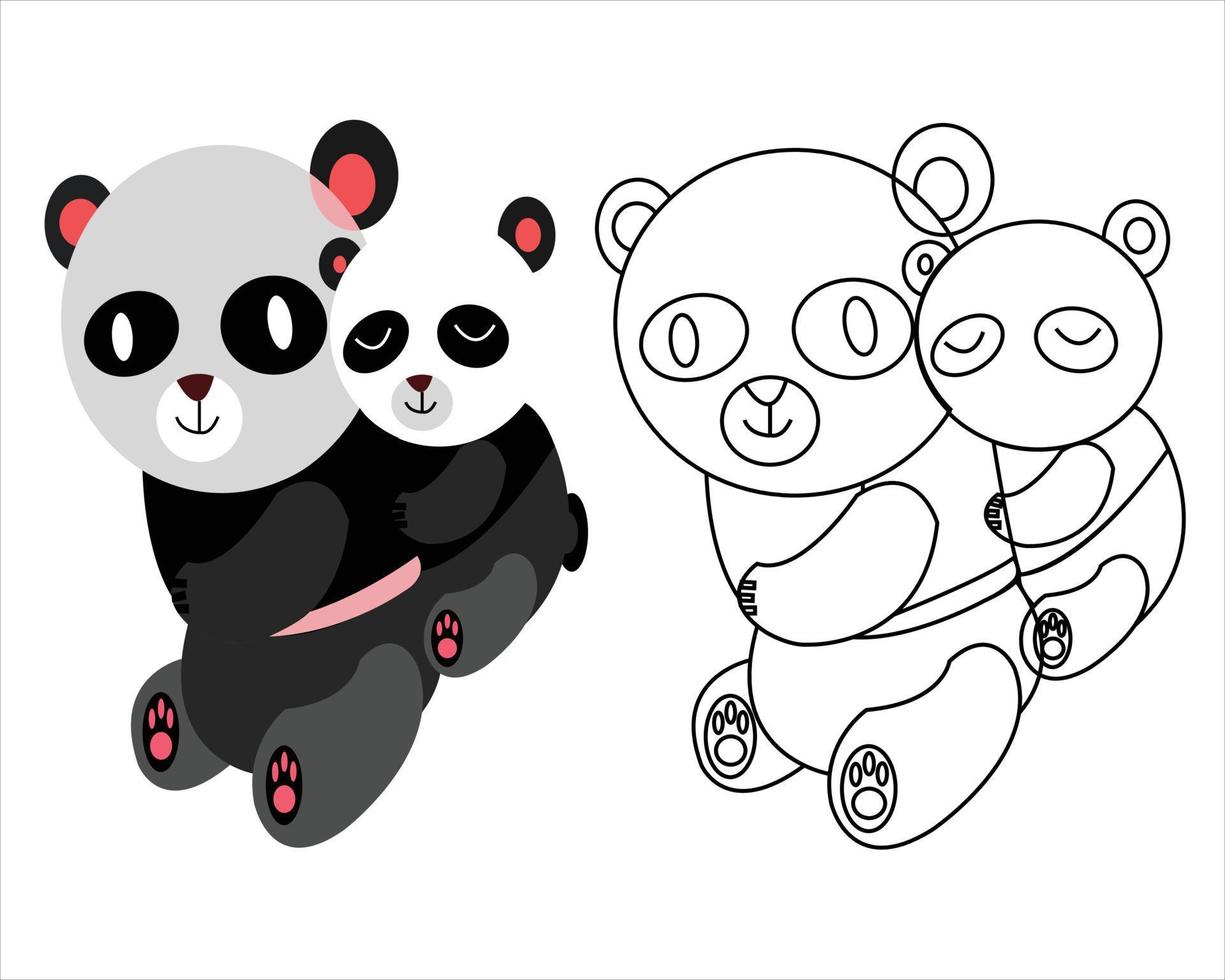 vetor coloração página a fofa desenho animado panda para crianças vetor ilustração com desenho animado.