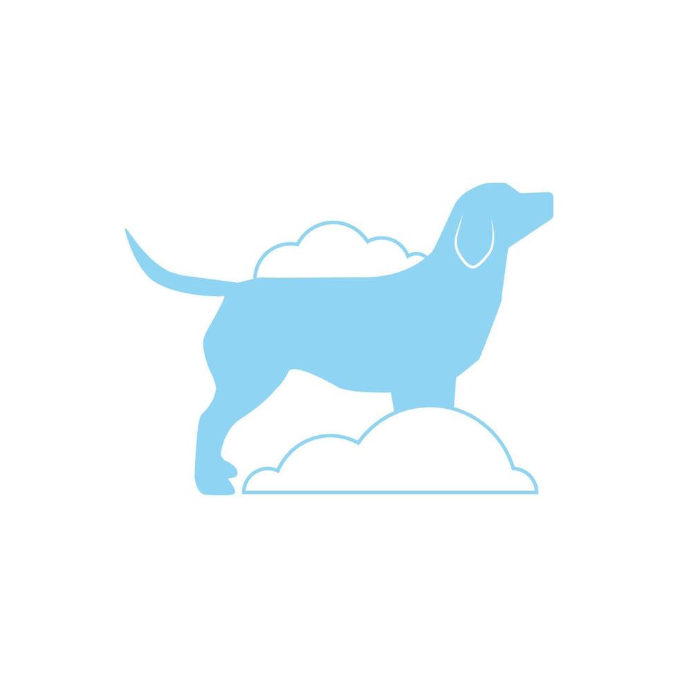 cachorro dentro Sabonete espuma para animal aliciamento logotipo vetor