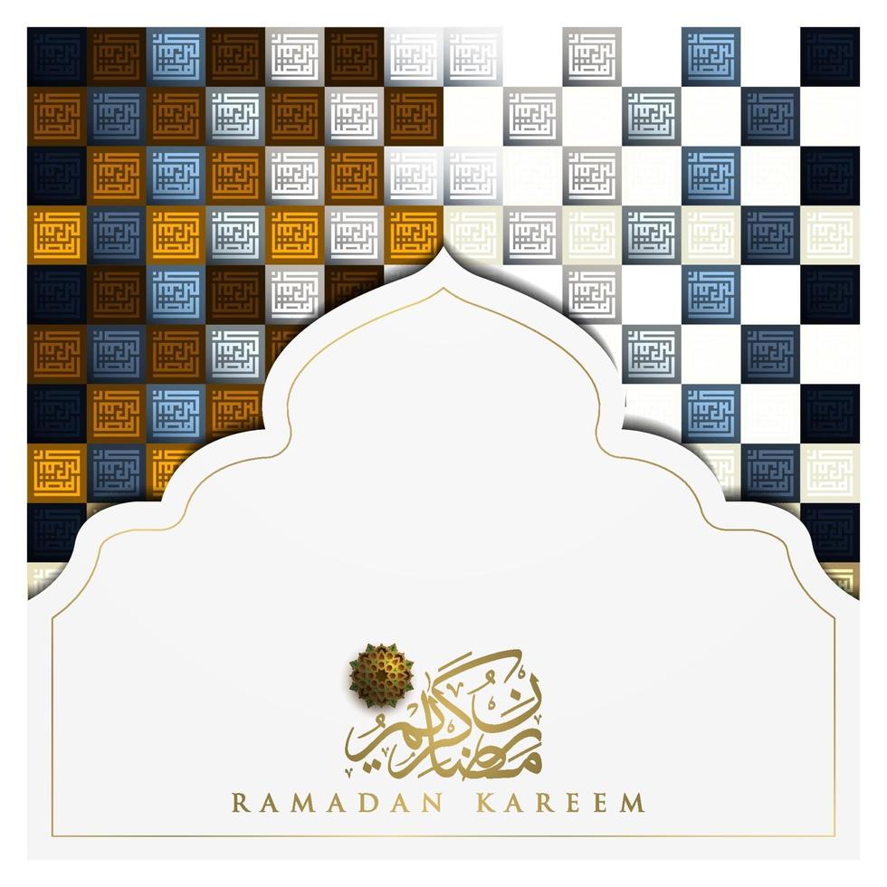 ramadan kareem cartão islâmico padrão floral desenho vetorial com caligrafia árabe para plano de fundo, banner. tradução do texto ramadan kareem - que a generosidade o abençoe durante o mês sagrado vetor