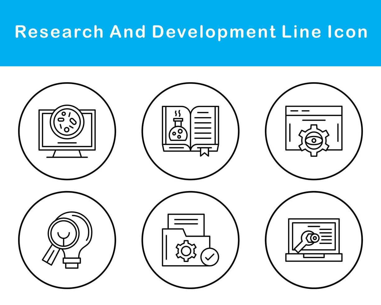 pesquisa e desenvolvimento vetor ícone conjunto