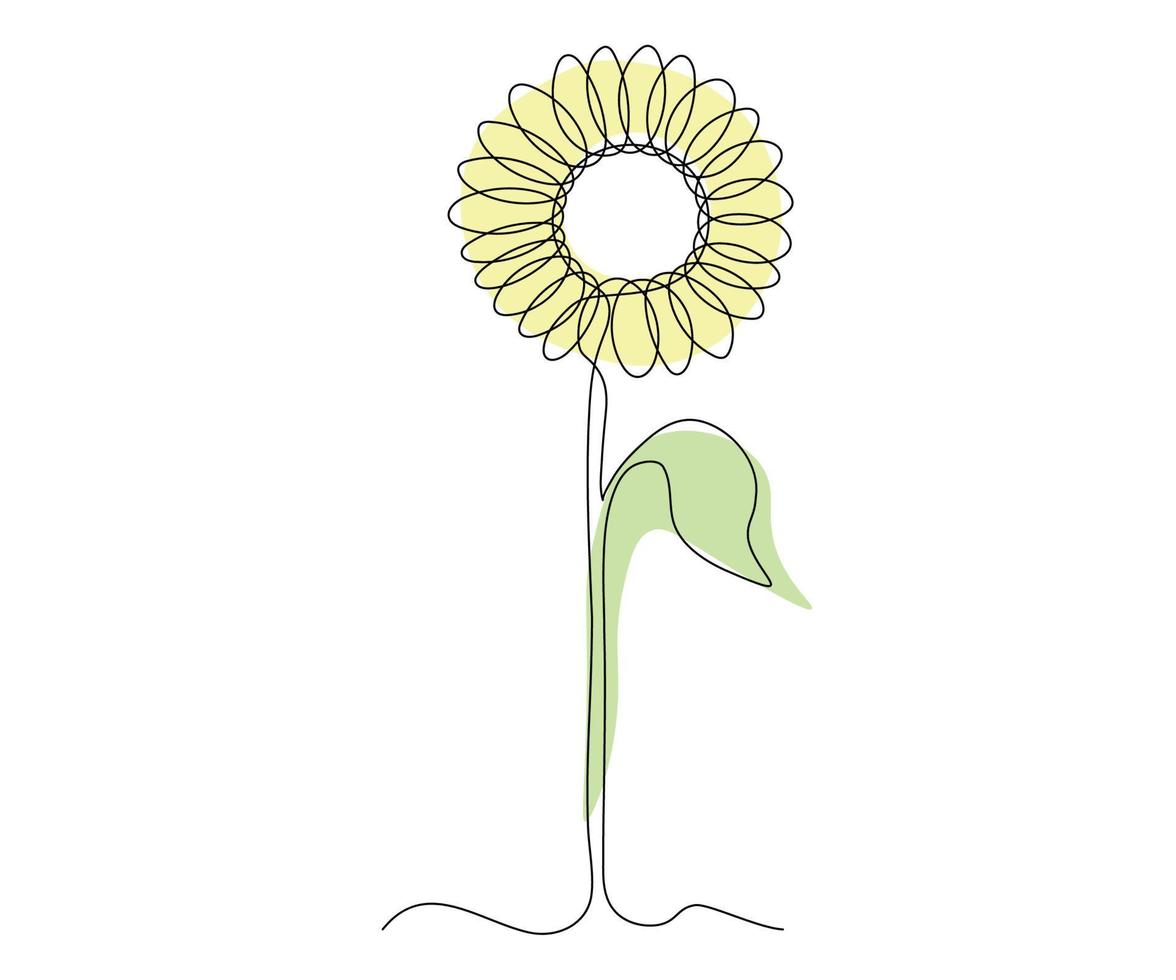 abstrato girassol flor contínuo em linha desenhando vetor