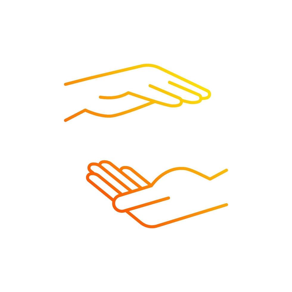 duas mãos segurando algo ícone de vetor linear gradiente