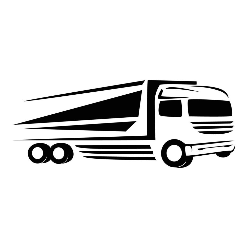 design de silhueta de caminhão pesado. logotipo de transporte de entrega, sinal e símbolo para negócios. vetor