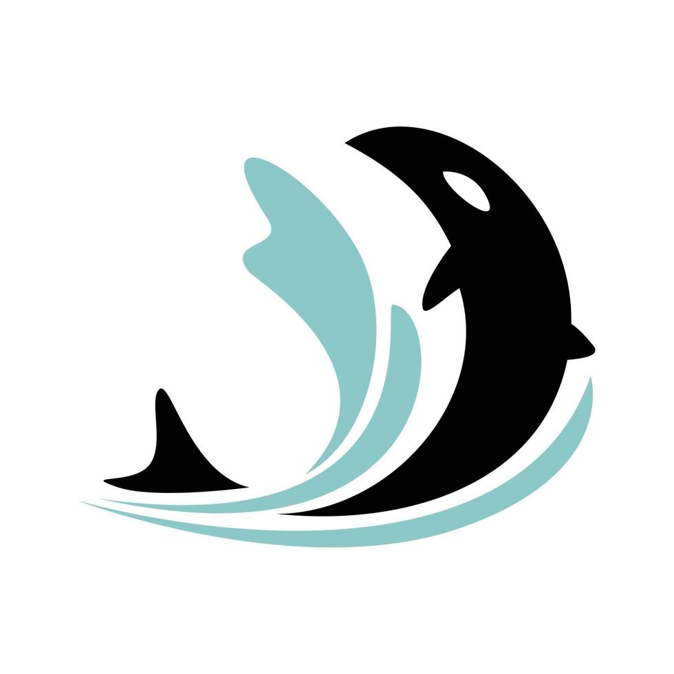 design de silhueta de orca. vetor de logotipo de peixe predador. ilustração de animais aquáticos.