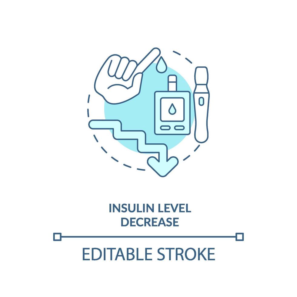 ícone de conceito azul de diminuição do nível de insulina vetor