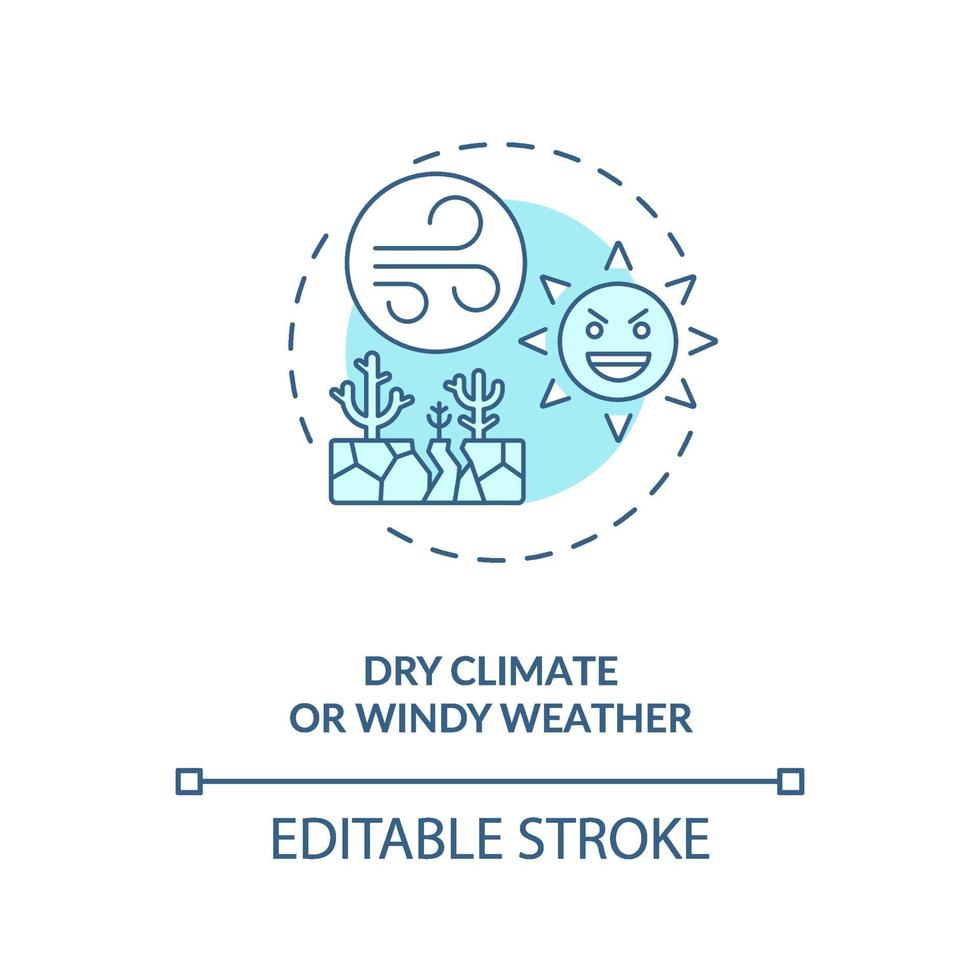 ícone do conceito de clima seco ou vento vetor