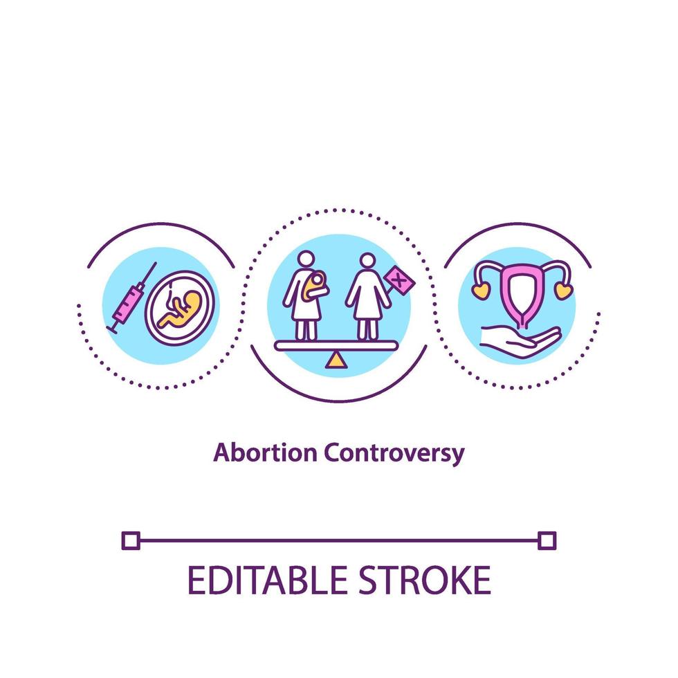 ícone do conceito de controvérsia sobre aborto vetor