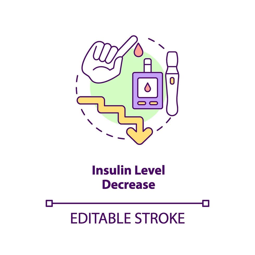 ícone do conceito de diminuição do nível de insulina vetor