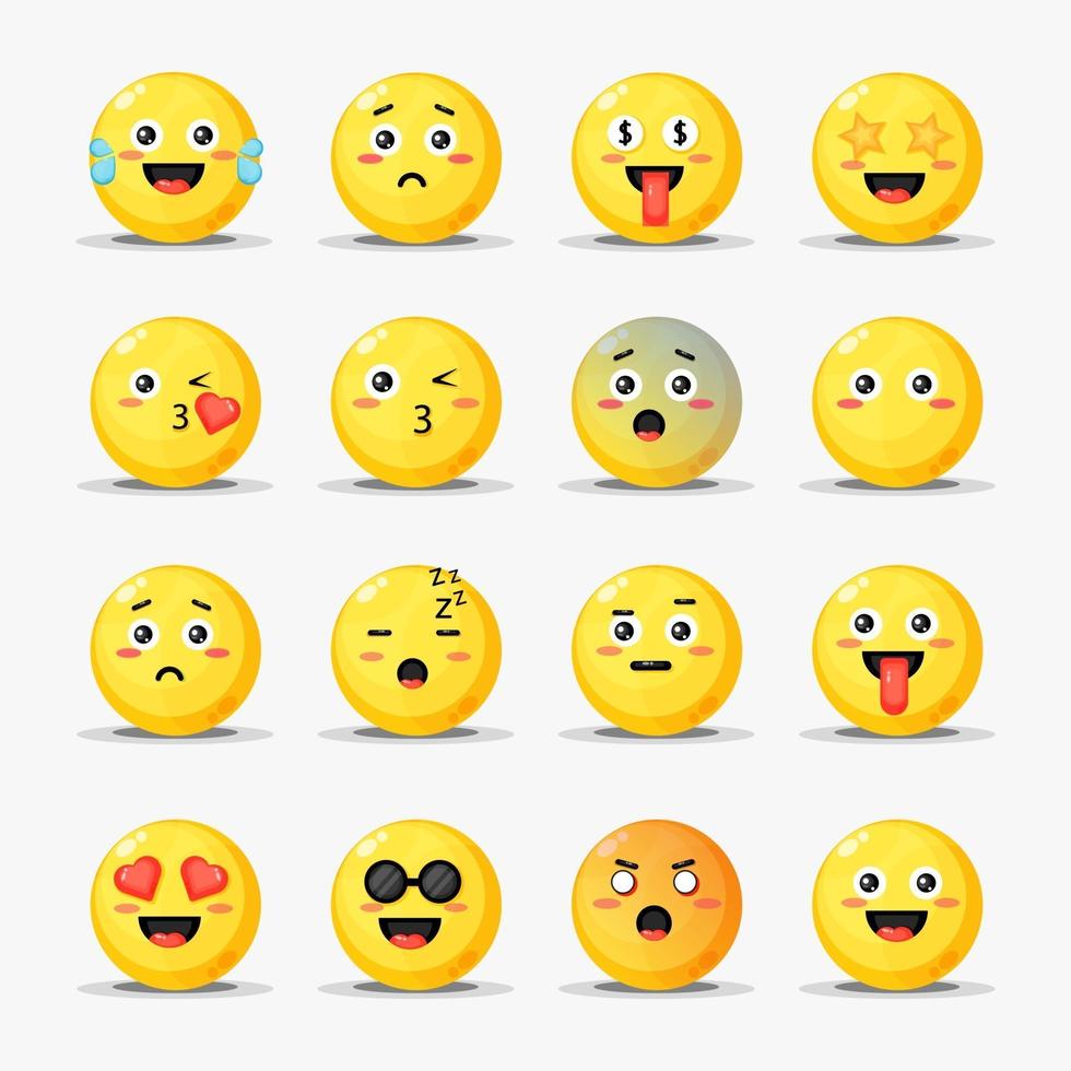 conjunto de design de emoticon de desenho animado vetor