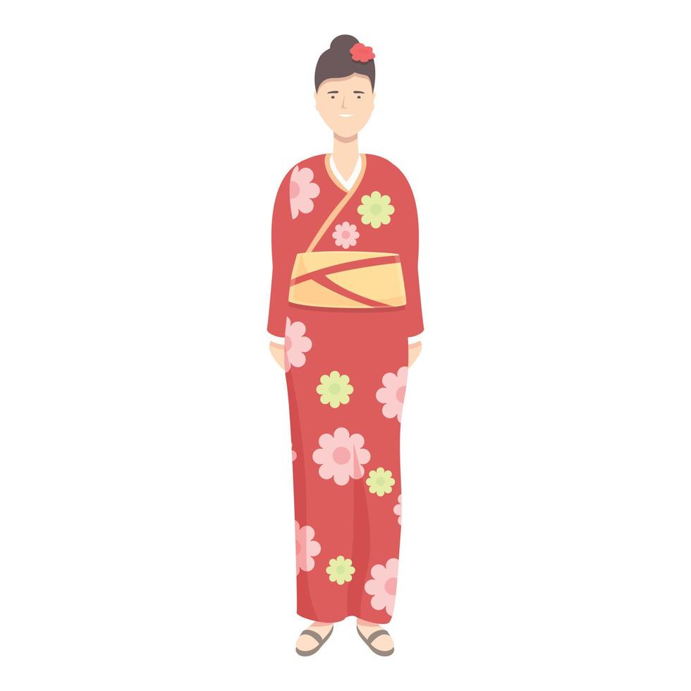menina quimono ícone desenho animado vetor. ásia mulher vetor