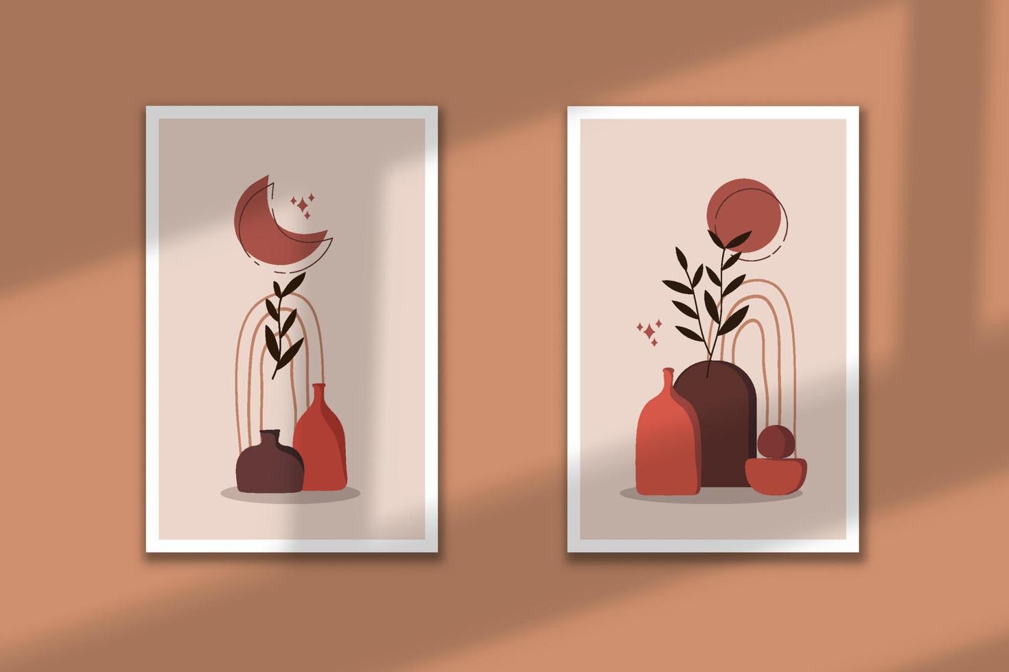 mão desenhar moderno estético formas boho poster decoração vetor