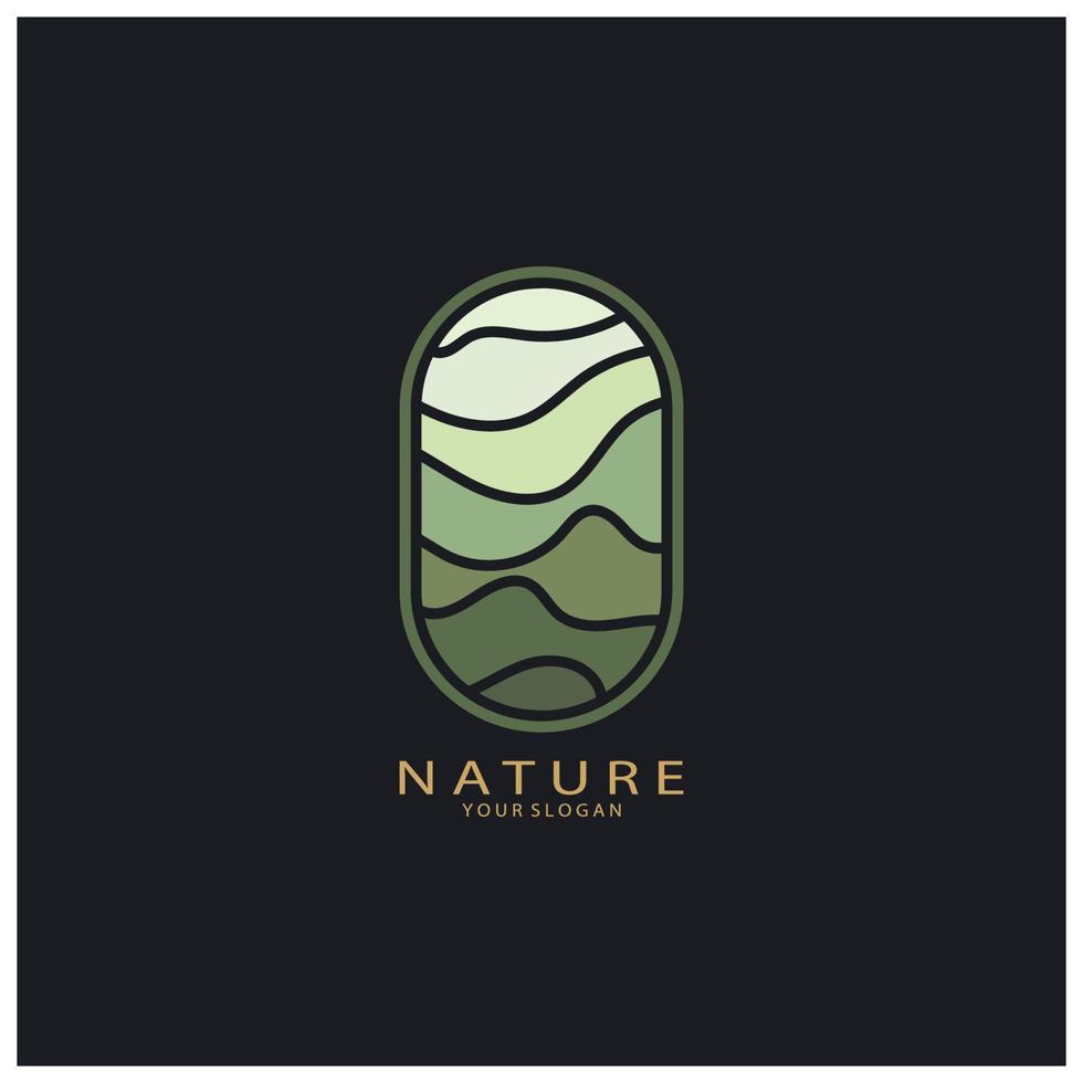 natureza vetor logotipo. com árvores, rios, mares, montanhas, o negócio emblemas, viagem Distintivos, ,ecológico saúde,