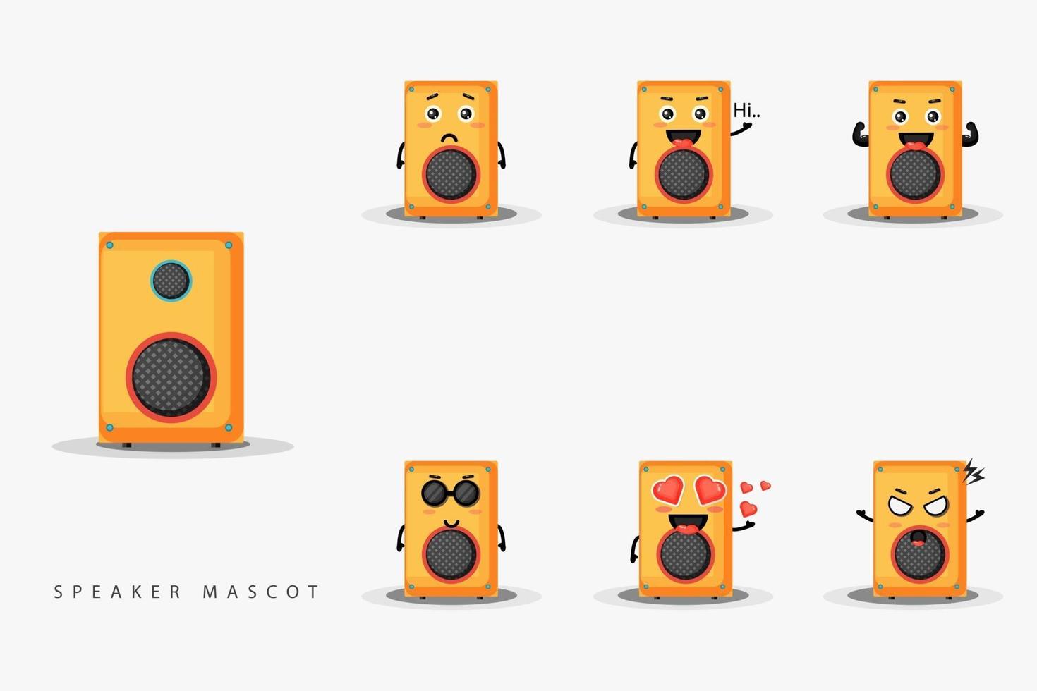 conjunto de designs de mascote de alto-falante fofos vetor