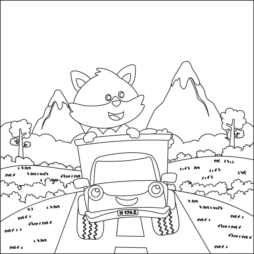 vetor ilustração do fofa pequeno animal em uma caminhão ir para floresta, desenho animado isolado vetor ilustração, criativo vetor infantil Projeto para crianças atividade coloração livro ou página.