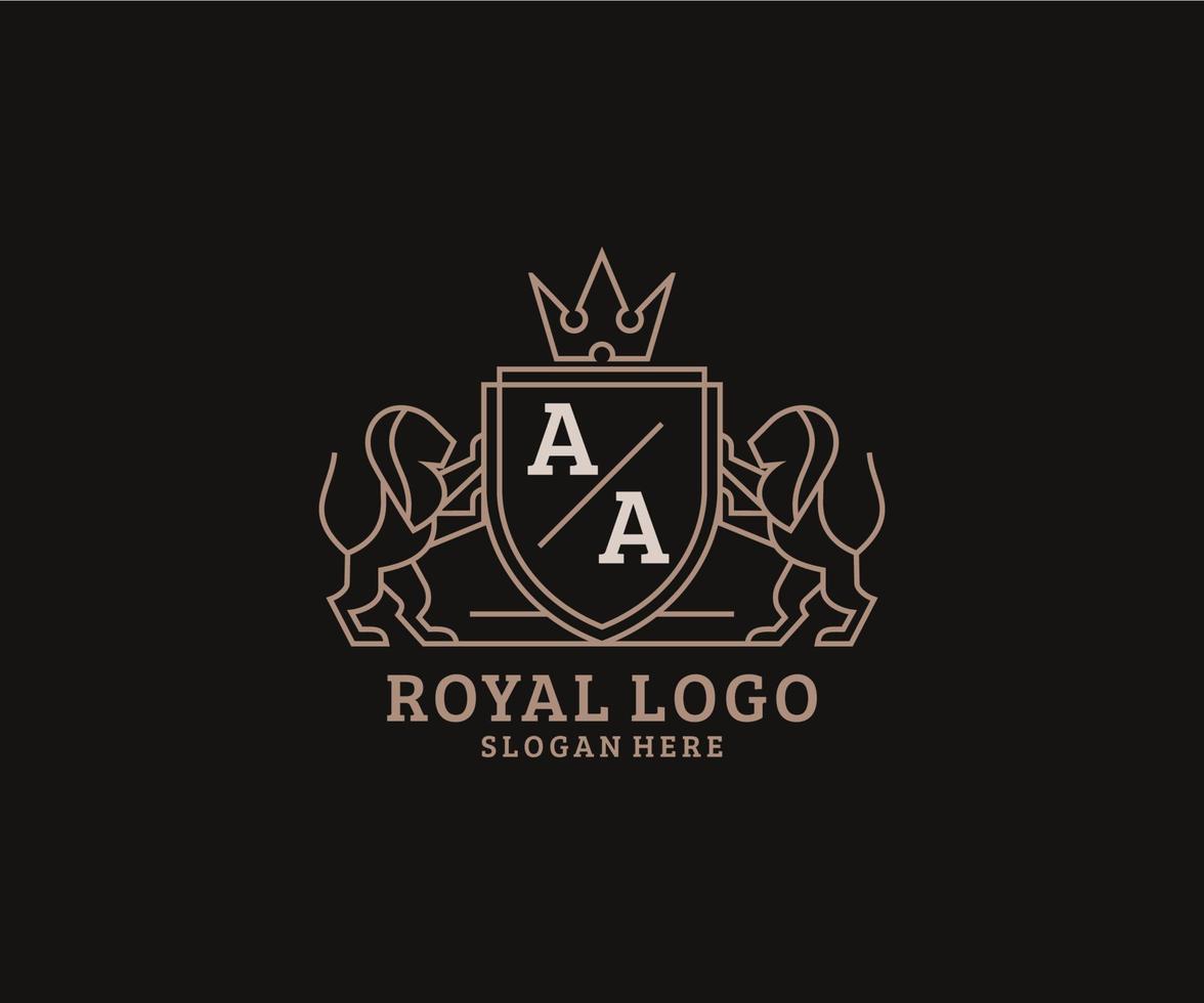 inicial aa carta leão modelo de logotipo de luxo real em arte vetorial para restaurante, realeza, boutique, café, hotel, heráldica, joias, moda e outras ilustrações vetoriais. vetor