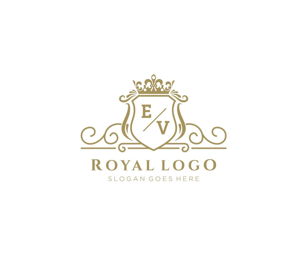 inicial ev carta luxuoso marca logotipo modelo, para restaurante, realeza, butique, cafeteria, hotel, heráldico, joia, moda e de outros vetor ilustração.
