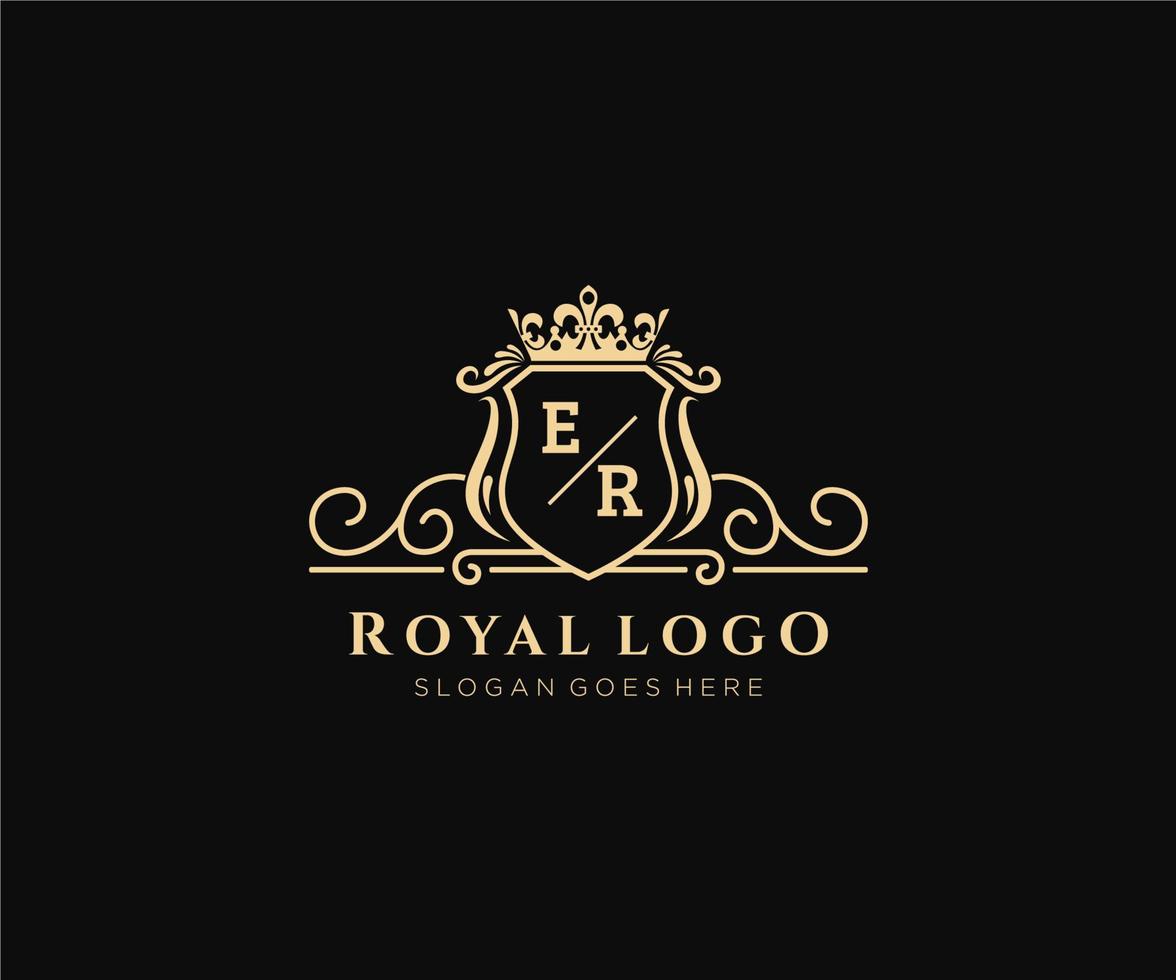 inicial er carta luxuoso marca logotipo modelo, para restaurante, realeza, butique, cafeteria, hotel, heráldico, joia, moda e de outros vetor ilustração.