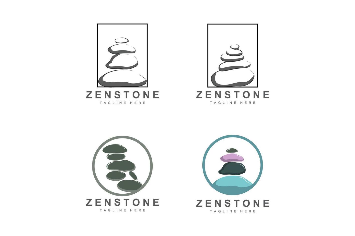 design de logotipo de pedra de equilíbrio, pedra de terapia vetorial, pedra de massagem, pedra quente e zenstone, ilustração de marca de produto vetor