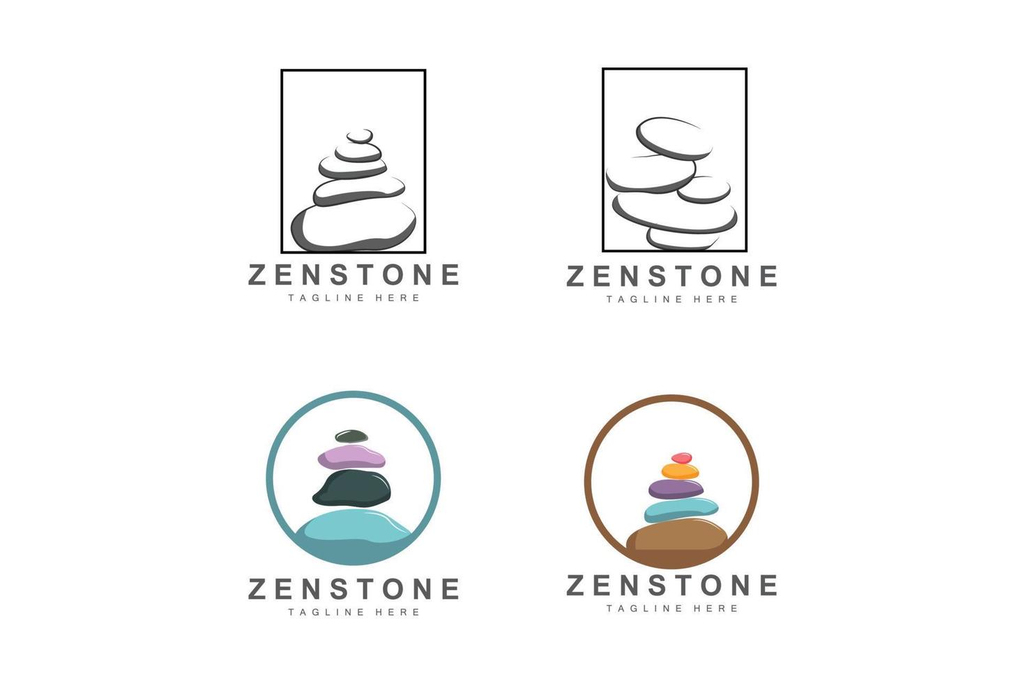 design de logotipo de pedra de equilíbrio, pedra de terapia vetorial, pedra de massagem, pedra quente e zenstone, ilustração de marca de produto vetor