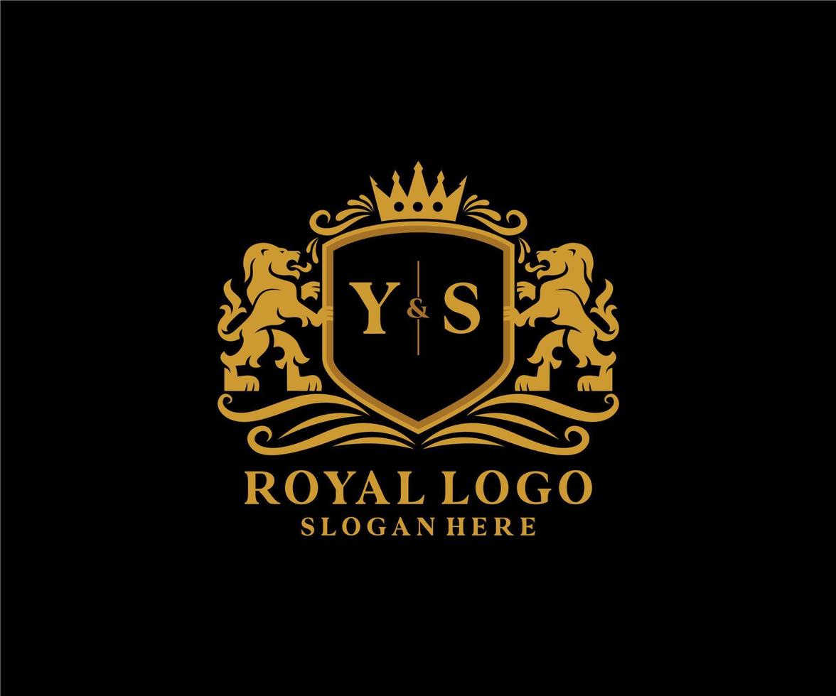 inicial ys carta leão modelo de logotipo de luxo real em arte vetorial para restaurante, realeza, boutique, café, hotel, heráldica, joias, moda e outras ilustrações vetoriais. vetor