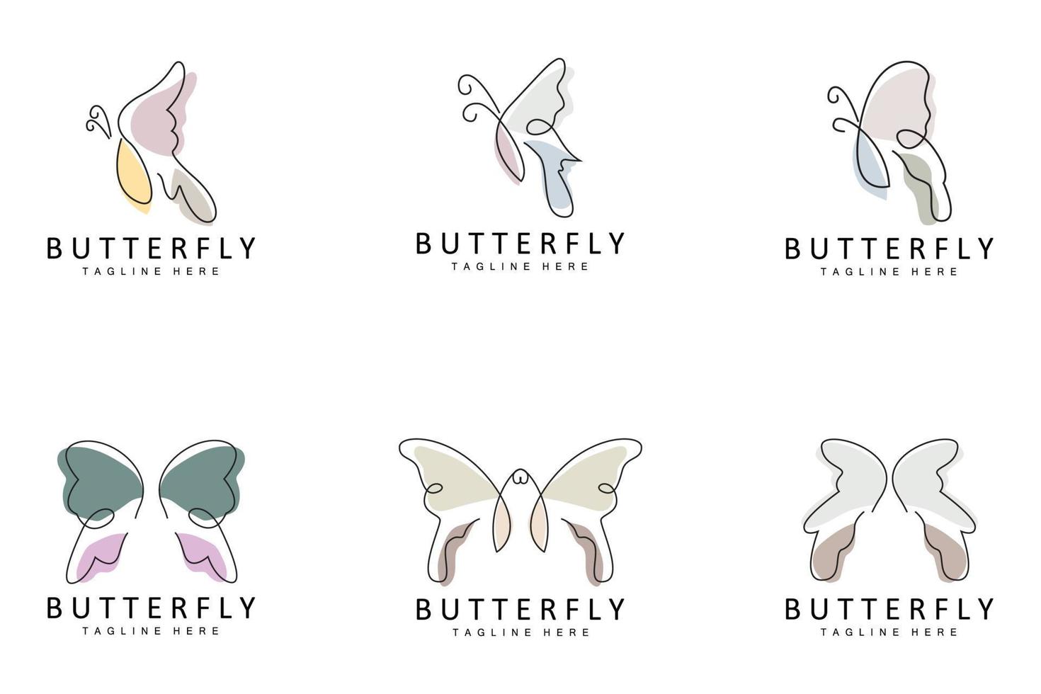 logotipo da borboleta, design animal com belas asas, animais decorativos, marcas de produtos vetor