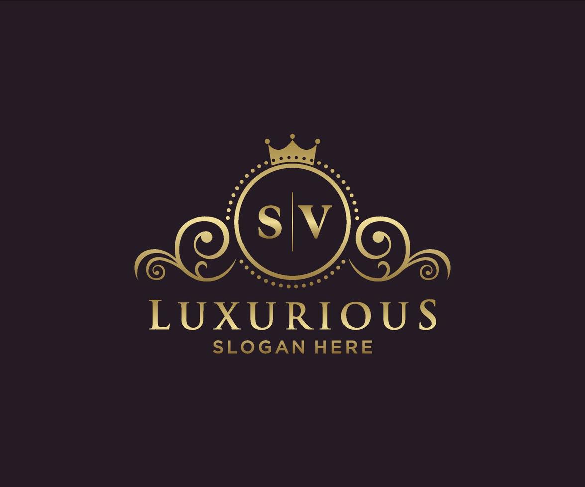 modelo de logotipo de luxo real de carta sv inicial em arte vetorial para restaurante, realeza, boutique, café, hotel, heráldica, joias, moda e outras ilustrações vetoriais. vetor