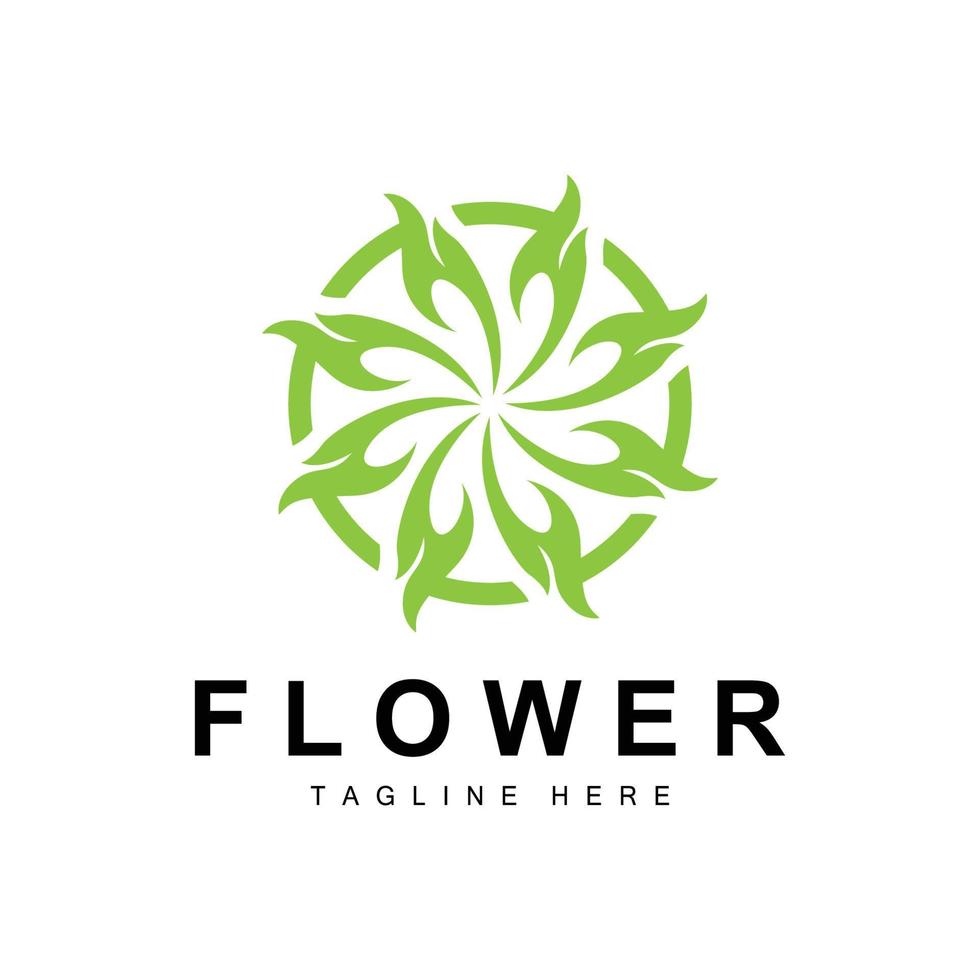 logotipo da flor, design de jardim de flores com marca de produto vetorial de estilo simples, cuidados de beleza, natural vetor