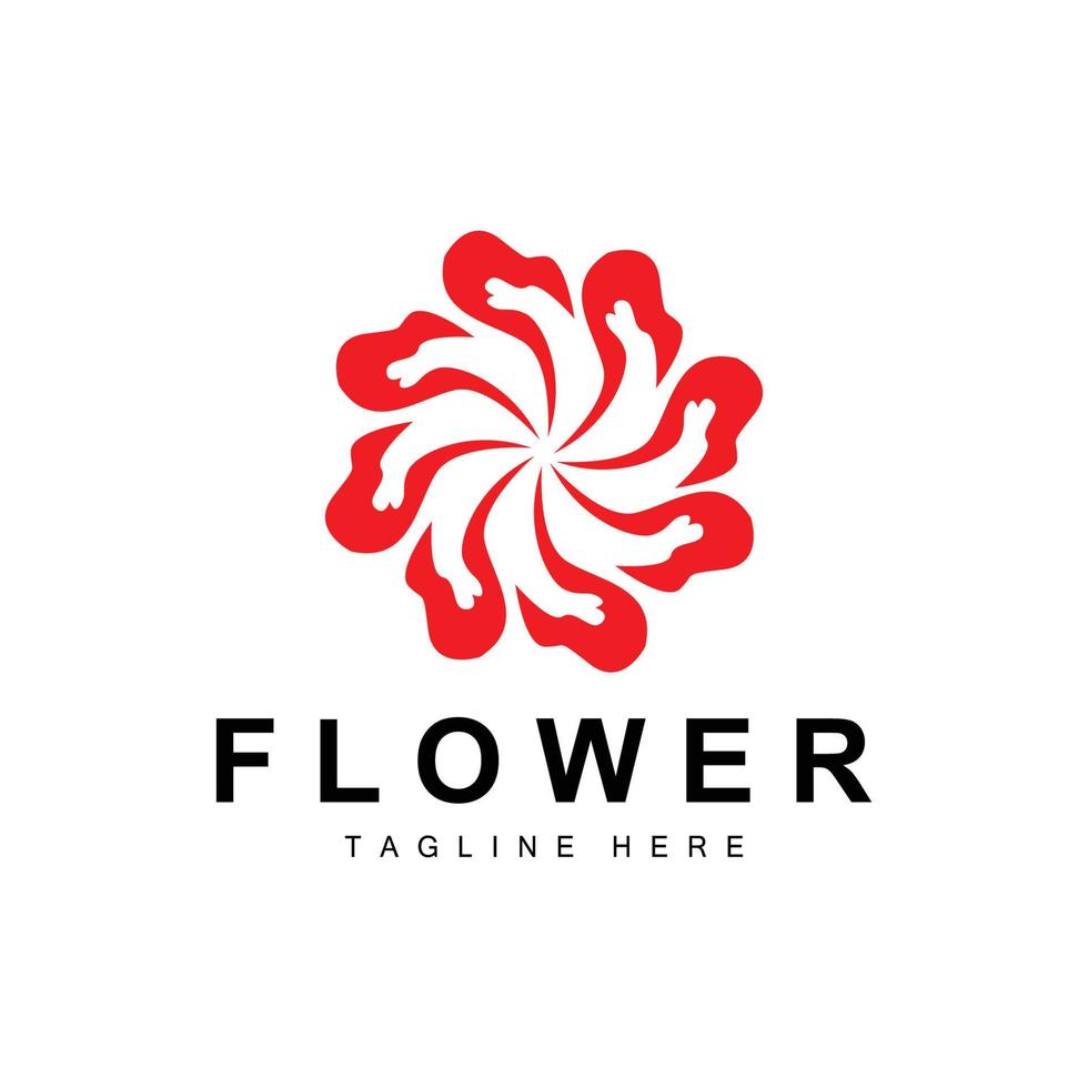 logotipo da flor, design de jardim de flores com marca de produto vetorial de estilo simples, cuidados de beleza, natural vetor