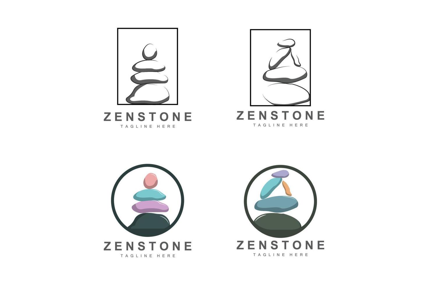 design de logotipo de pedra de equilíbrio, pedra de terapia vetorial, pedra de massagem, pedra quente e zenstone, ilustração de marca de produto vetor