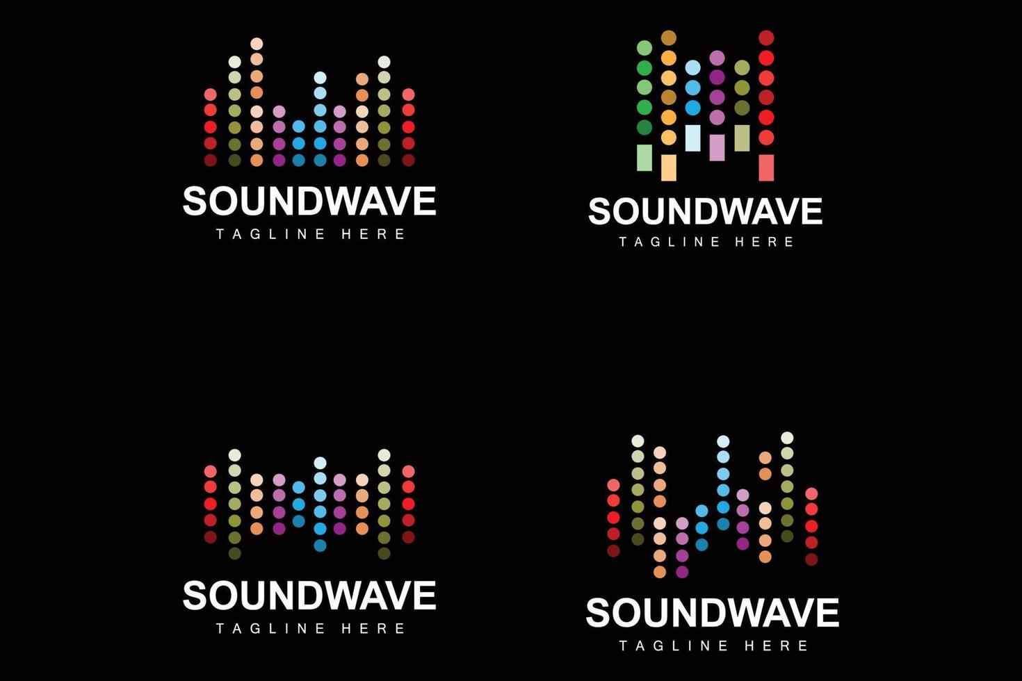 logotipo de onda sonora e modelo de ícone de vetor de tom de som produto de marca musical