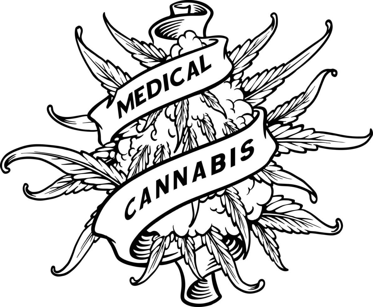 erva daninha folha plantar médico cannabis broto fita rolagem enfeite monocromático vetor ilustrações para seu trabalhos logotipo, mercadoria camiseta, adesivos e rótulo desenhos, poster, cumprimento cartões publicidade