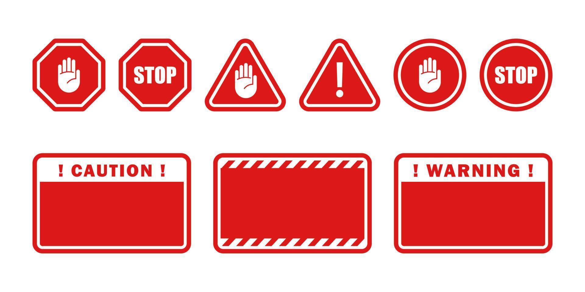 Atenção sinais. proibição sinais. símbolos Perigo e Pare sinais. vetor escalável gráficos
