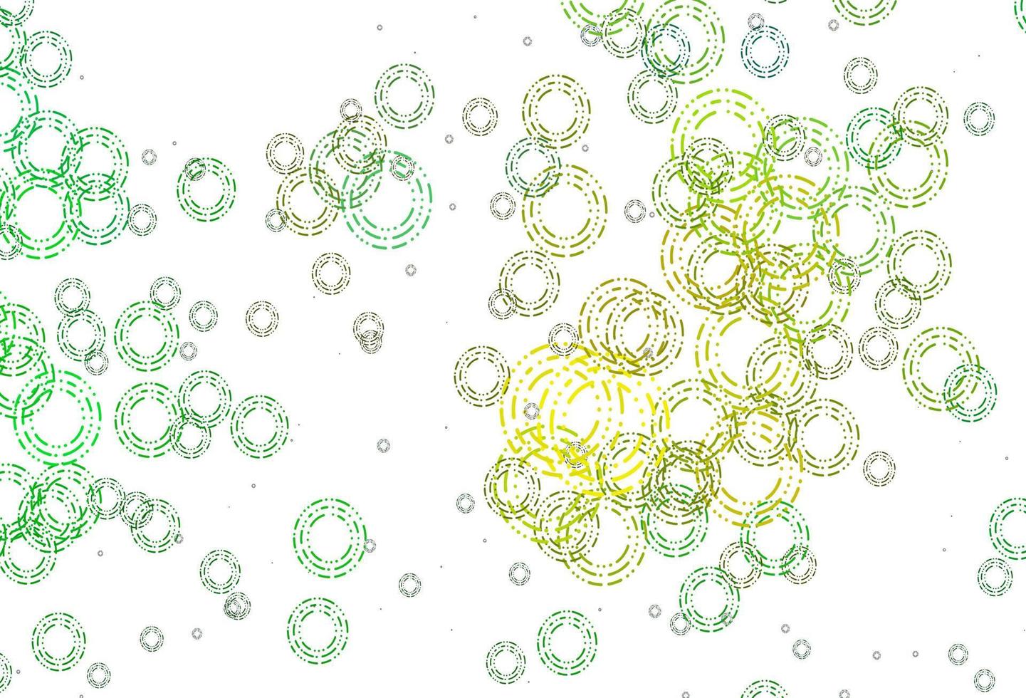 layout de vetor verde e amarelo claro com formas de círculo.