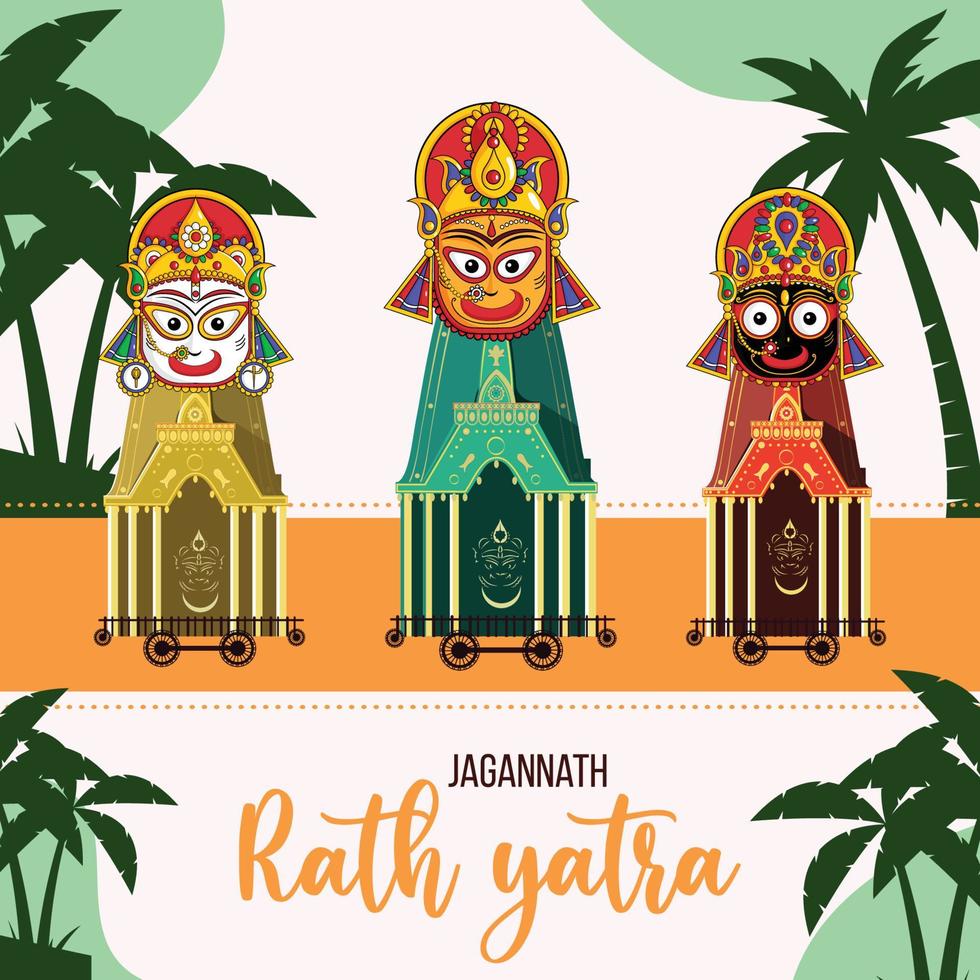 lindo Jagannath rath yatra celebração bandeira Projeto vetor