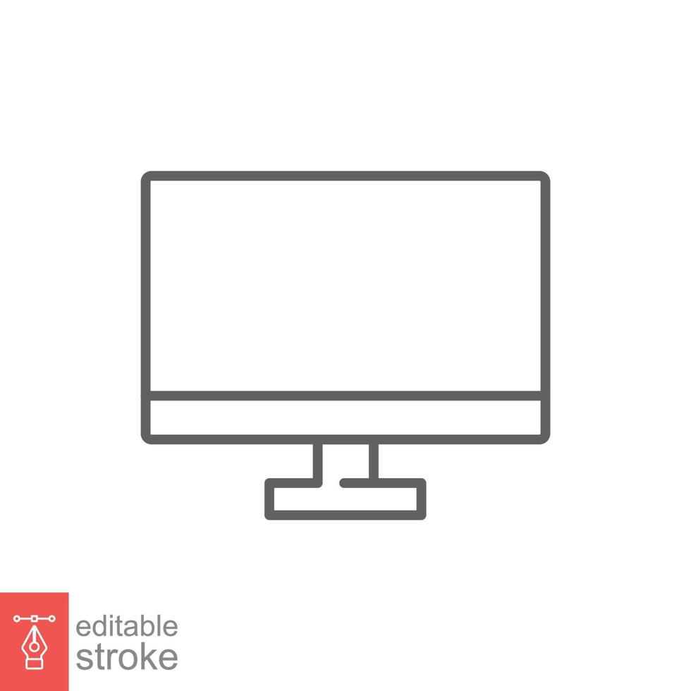 monitor linha ícone. simples esboço estilo. tela, televisão, Área de Trabalho computador exibição conceito. vetor ilustração isolado em branco fundo. editável acidente vascular encefálico eps 10.