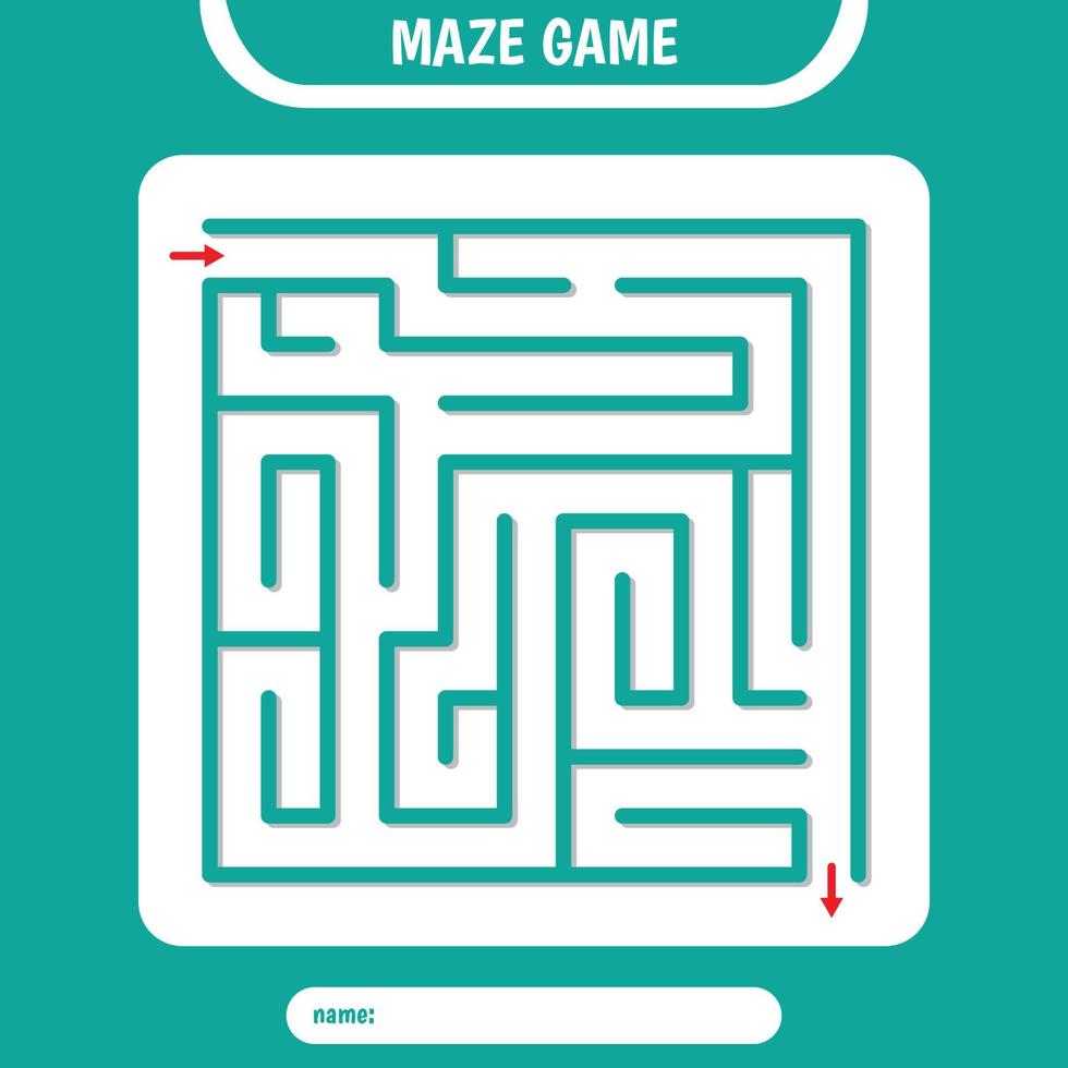 quadrado Labirinto para crianças. simples lógica labirinto jogos desafio. 1 Entrada 1 saída. vetor