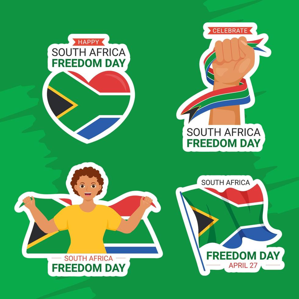 feliz sul África liberdade dia rótulo plano desenho animado mão desenhado modelos fundo ilustração vetor