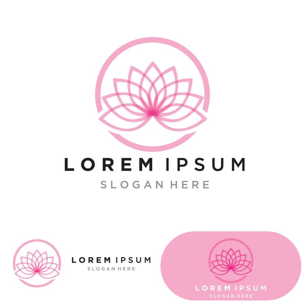 estoque de design de logotipo de ioga. meditação humana em ilustração vetorial de flor de lótus vetor