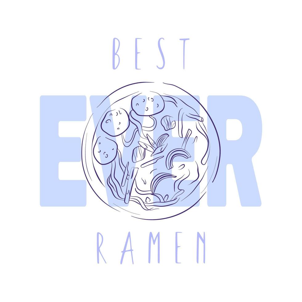 melhor ramen sempre letras vetor