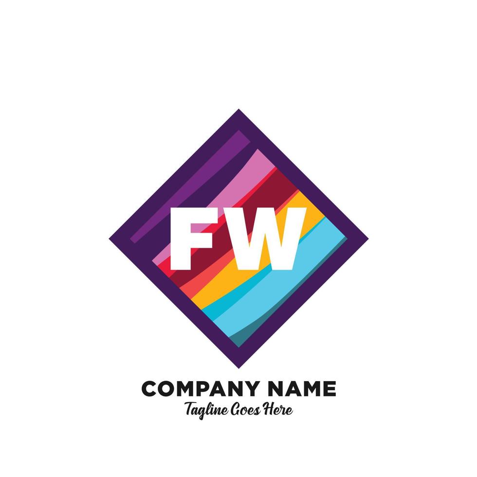 fw inicial logotipo com colorida modelo vetor. vetor