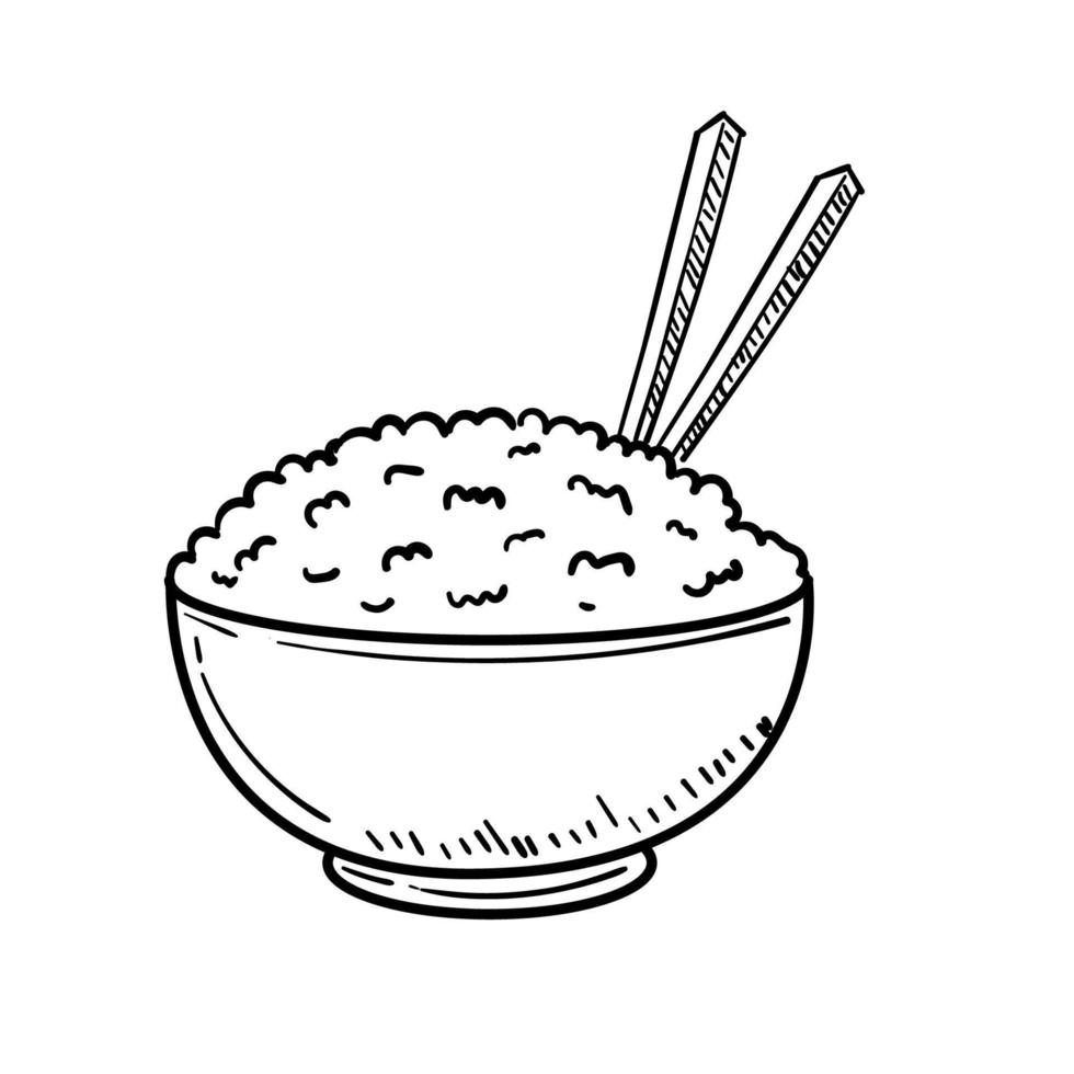 tigela do arroz vetor ilustração dentro rabisco desenhando estilo