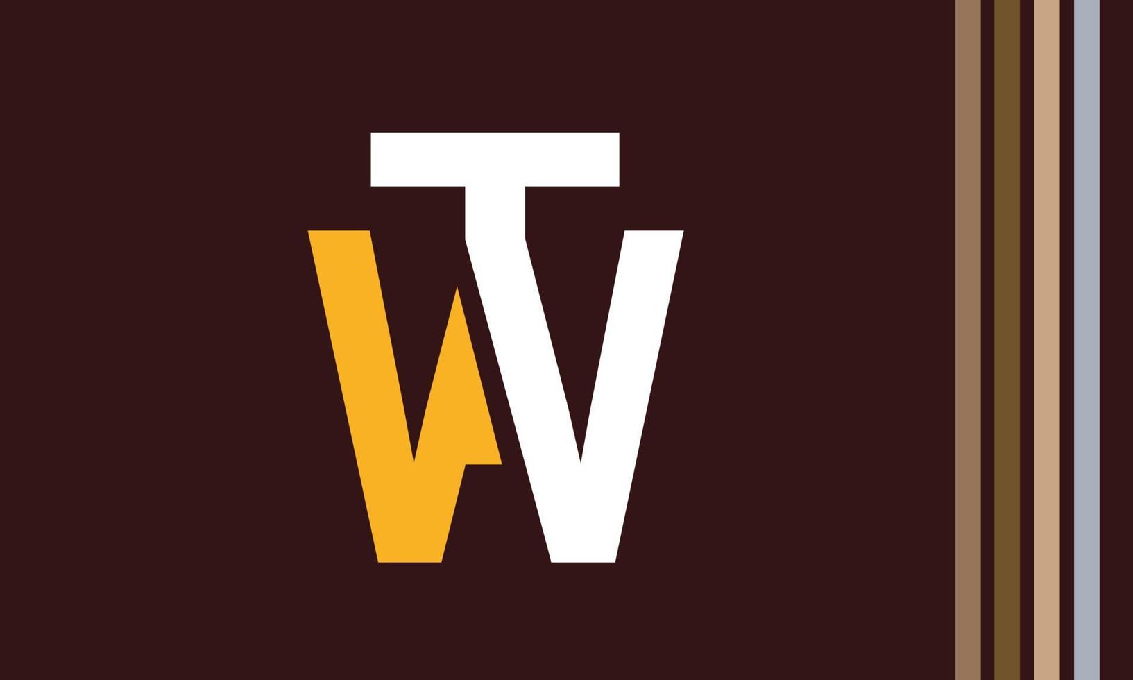 letras do alfabeto iniciais monograma logotipo wt, tw, w e t vetor