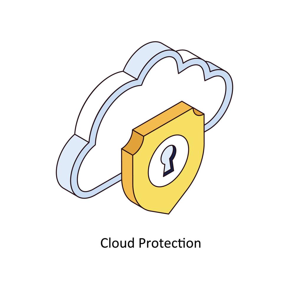 nuvem proteção vetor isométrico ícones. simples estoque ilustração