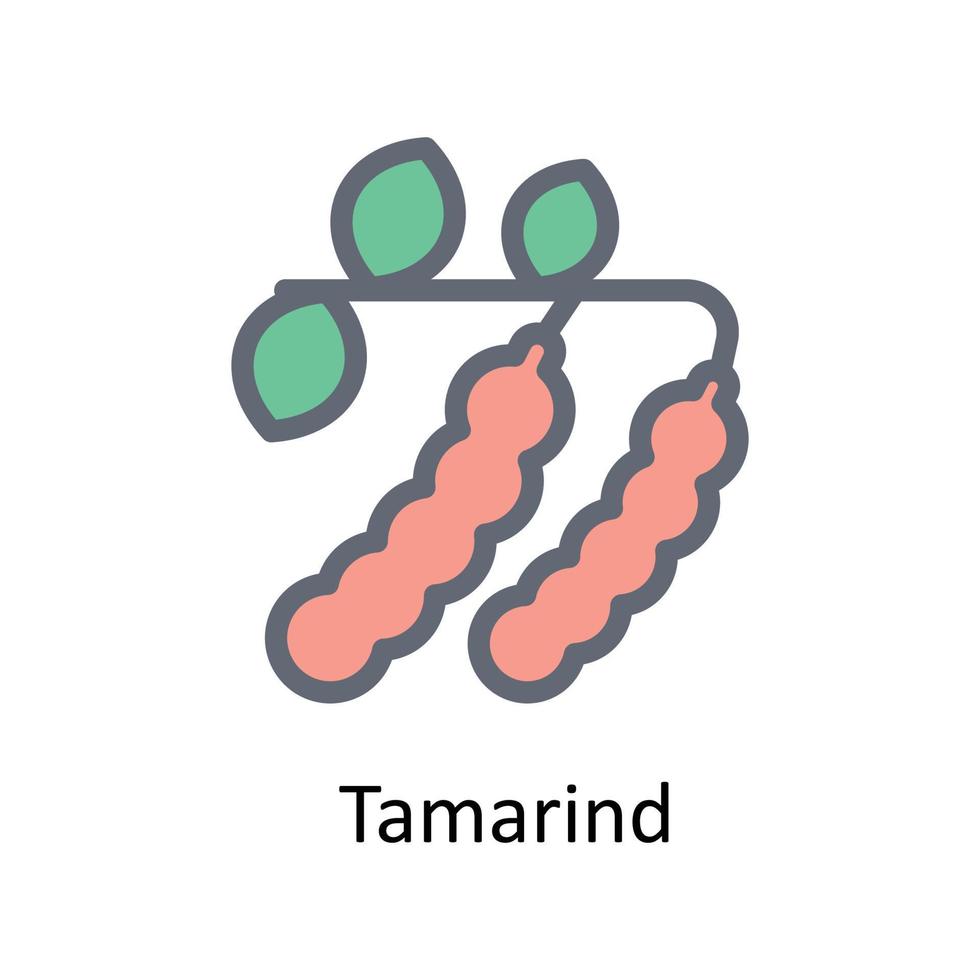 Tamarindo vetor preencher esboço ícones. simples estoque ilustração estoque